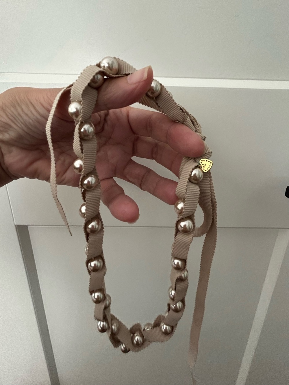 Stella & Dot “Olivia” Ribbon & Pearl necklace
